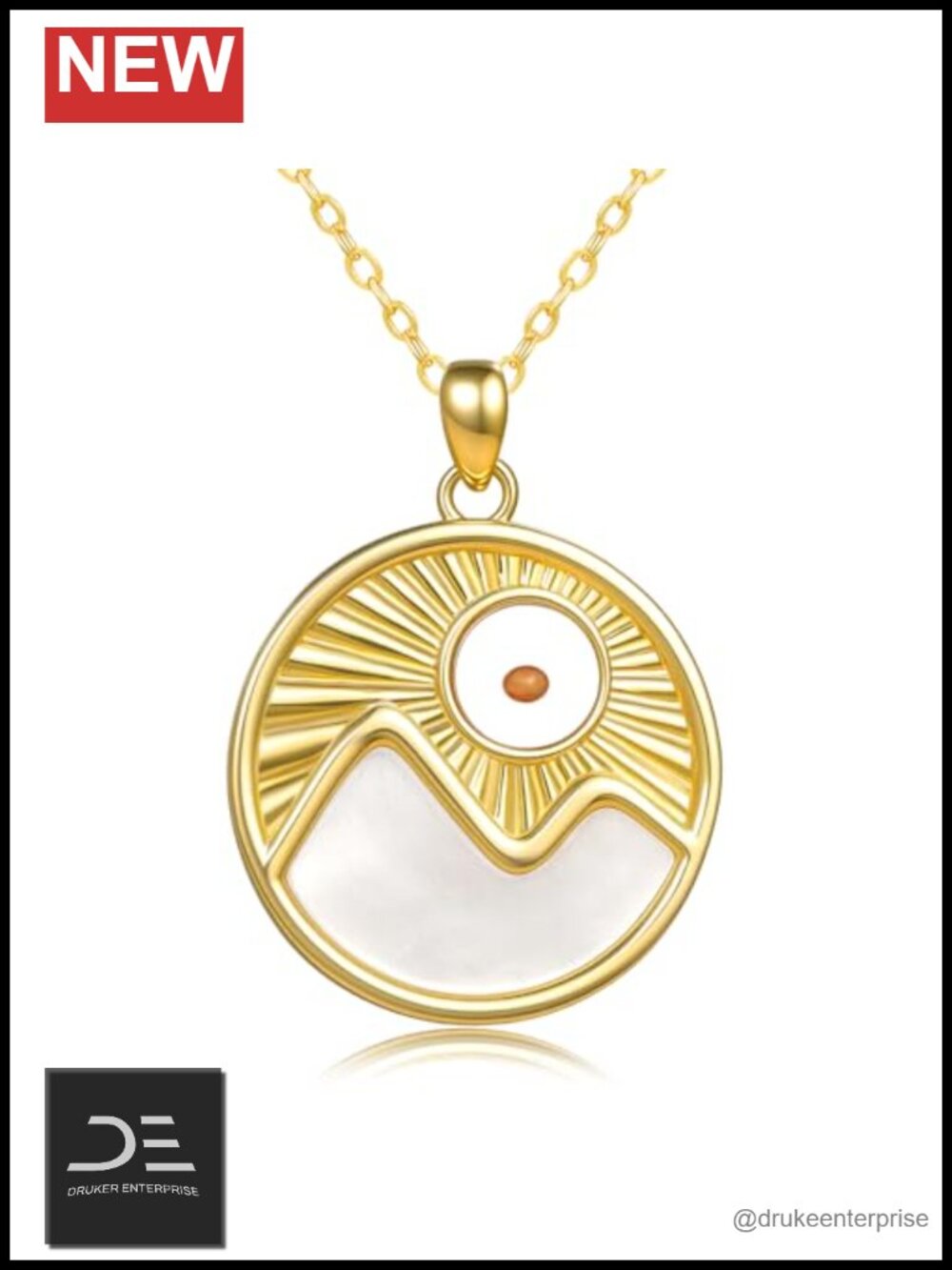 14K Gold Plated Mustard Seed Mountain Faith Christian Pendant Necklace